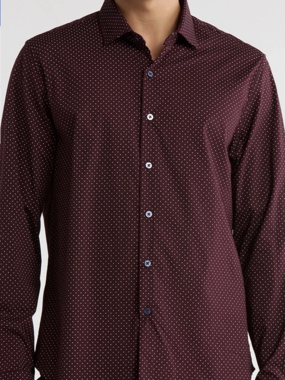 Michael Brandon Burgundy Shirt with White Microdots
